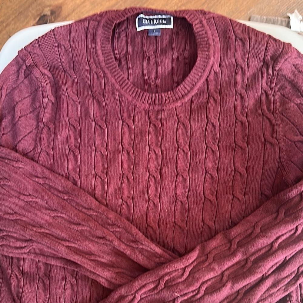 Club Room Men's Red Cable Knit Sweater